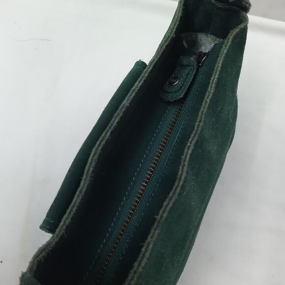 Marc Jacobs Green Suede Front Pocket Zipper Closure Small Hobo Shoulder Bag - Picture 8 of 16